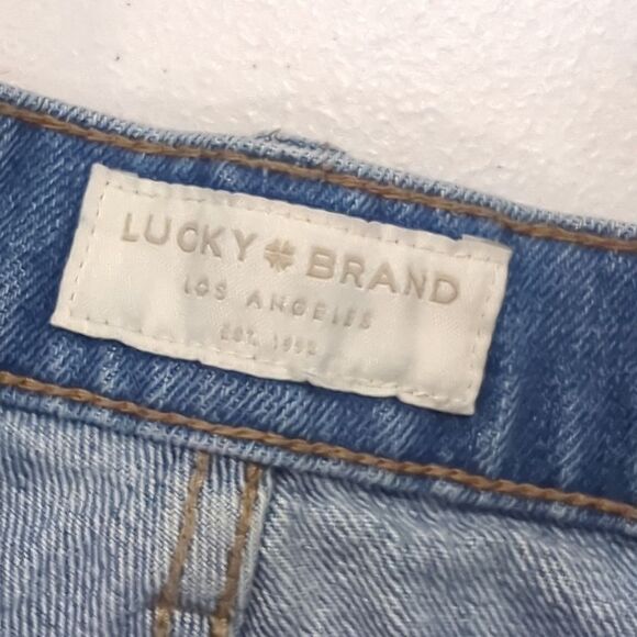 Lucky Brand Jeans womens 2 Blue Relaxed Tapered Light Wash Embroidered Trim - Picture 8 of 15